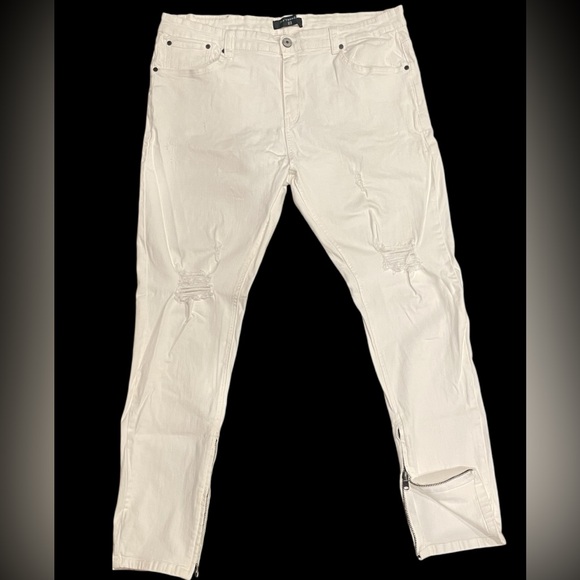 Se’renede Men's White Jeans with zipper ankle accent size 42 - Picture 1 of 3